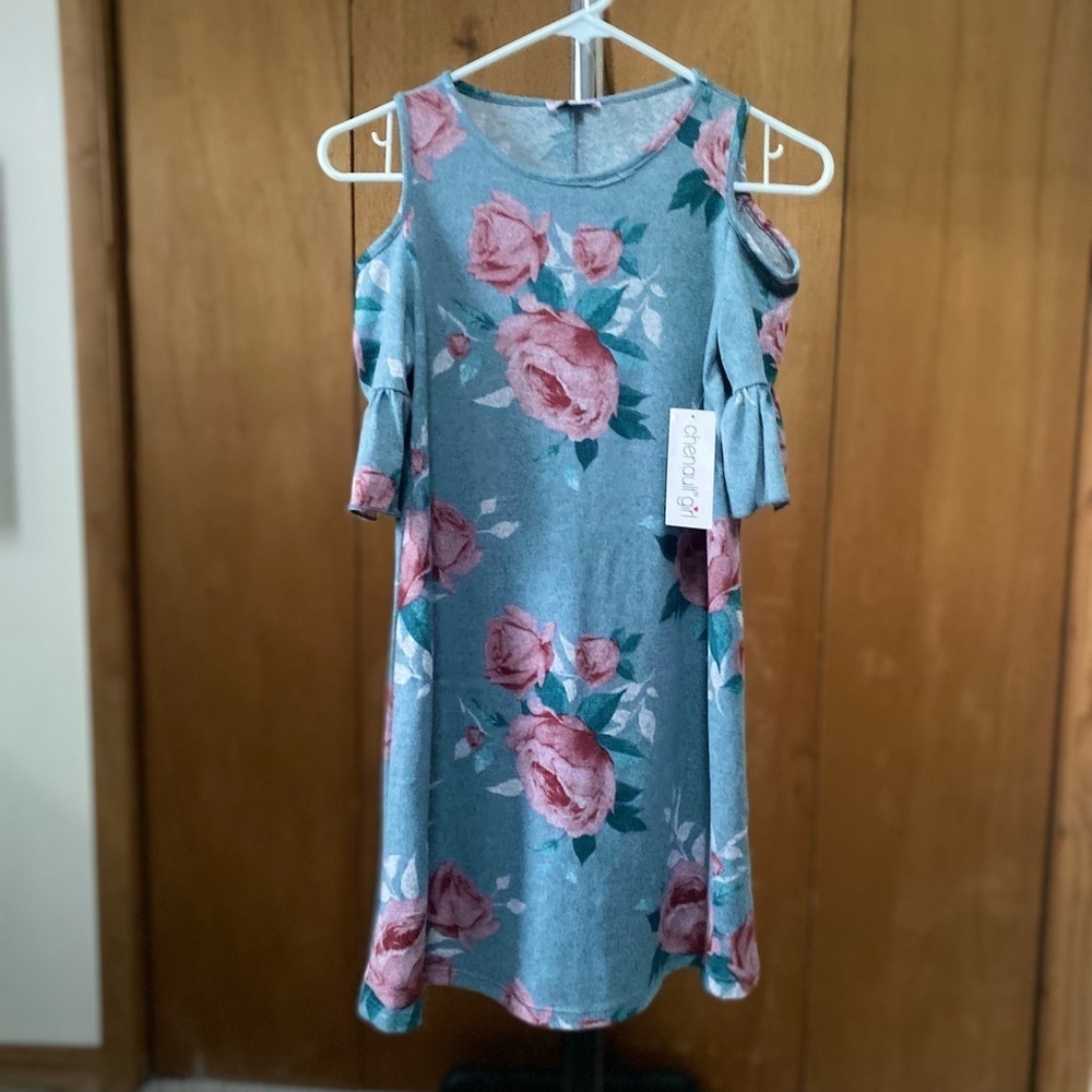 Stitch Fix Chennault Girl Hevelyn Brushed Cold Shoulder Swing Dress Grey sz 12